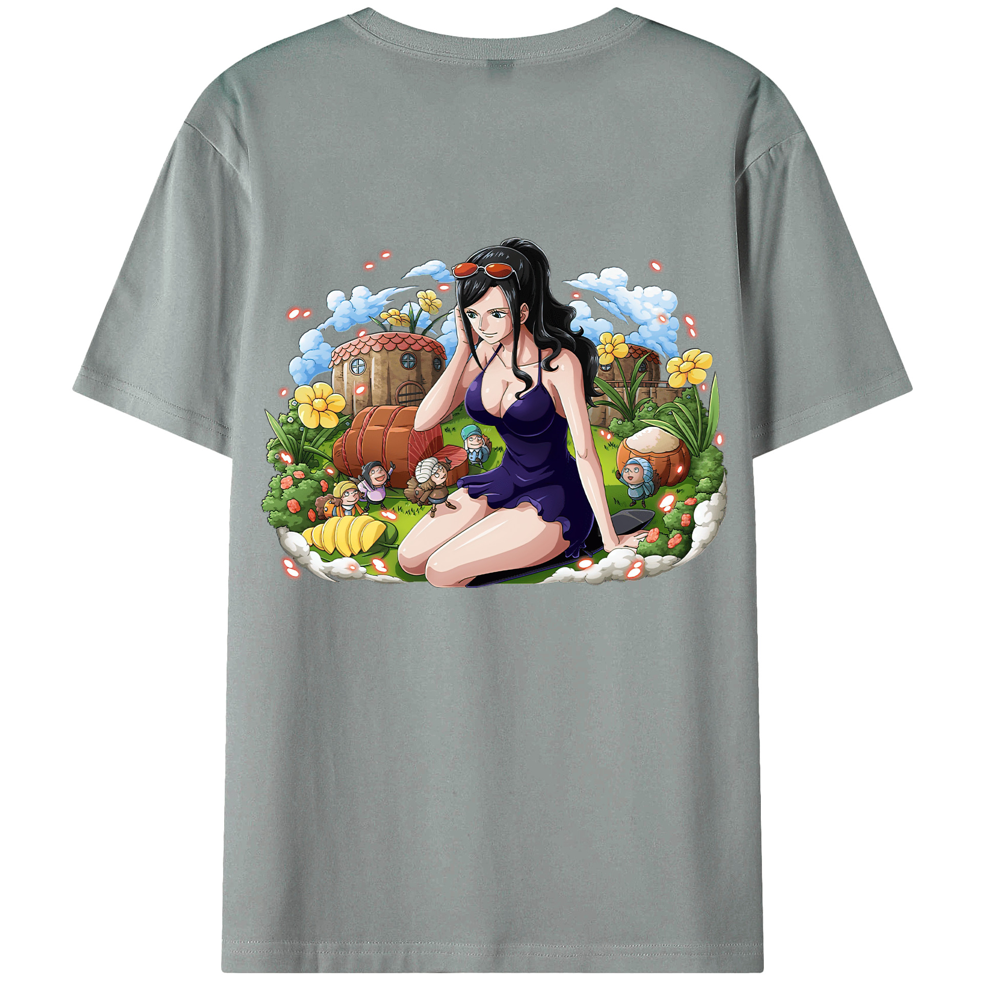 ワンピース ニコ・ロビン ONE PIECE Nico Robin 綿100％ メンズ半袖Tシャツ（バックプリント） 通気性